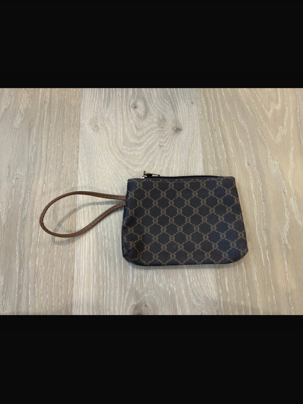 Brown Monogram Wristlet Pouch | Zip Coin Purse | Designer - Inspired Wallet